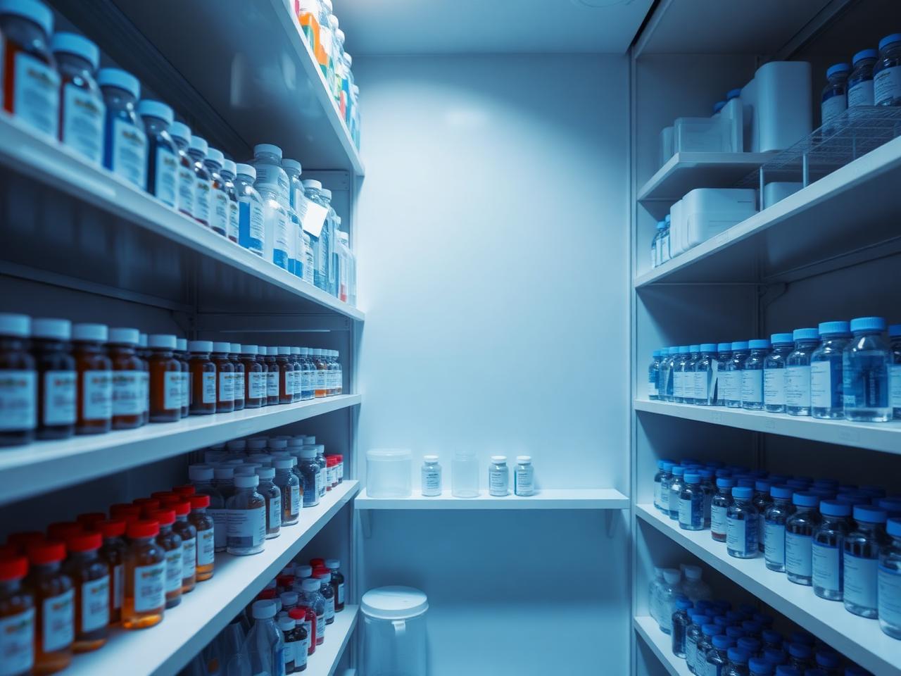 Pharmaceutical inventory shelves